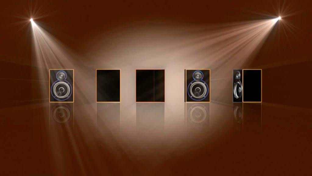 Music Video Menu Background with Speakers and Amplifiers
